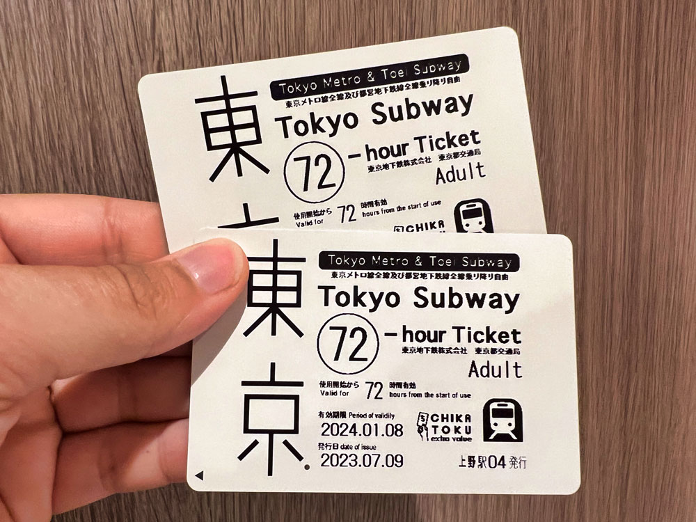 Billetes del Metro y Subway de Tokyo